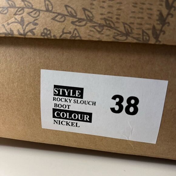 Free People Rocky Slouch Knee High Leather Boots Nickel Gray Taupe Size 7.5 NIB - Picture 13 of 13